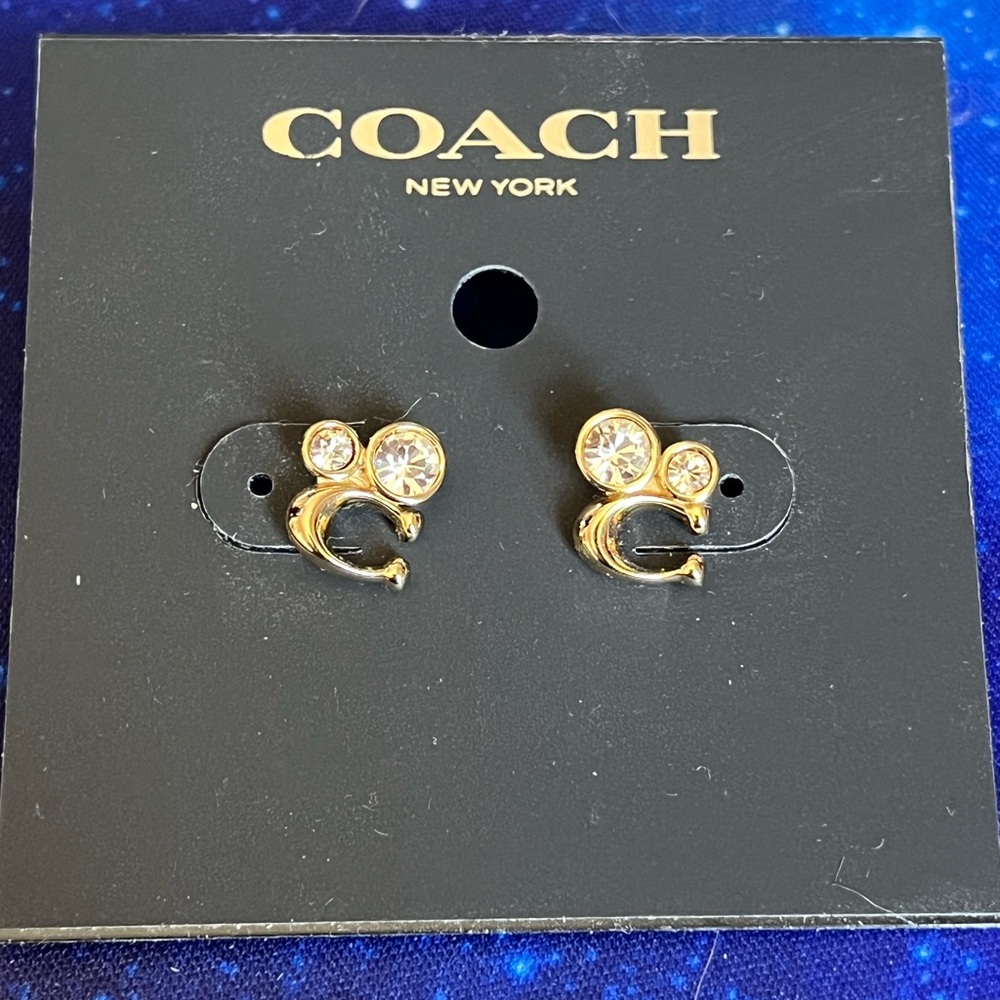 Coach Gold Stud Earrings with Whimsical Design